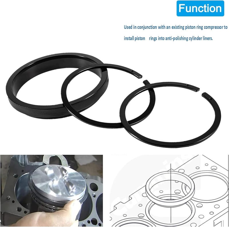 YMT Anti-Polishing Rings & Piston Ring Compressor Adapter Tool Fits for Cummins ISX 5299448 5299447 5299339 Alt Remover & Installer Kit for PT-7040 - Image 3